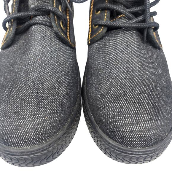 Levis Boots Mens 10 Blue Denim Artesia Hiking Ankle Mid Calf Black Leather Tie - Picture 5 of 12